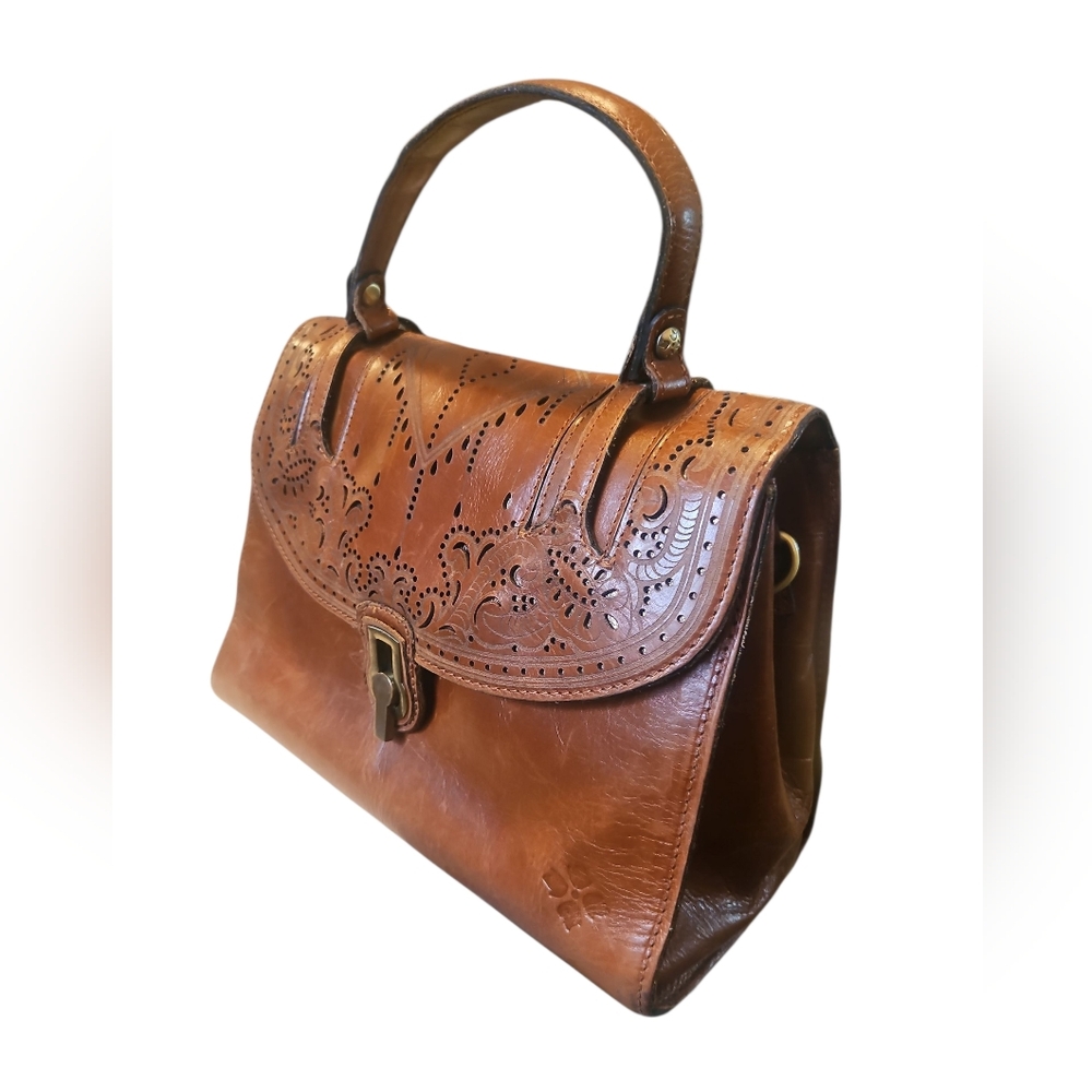 Patricia Nash Stintino Lazer Cut Satchel Leather Bag
